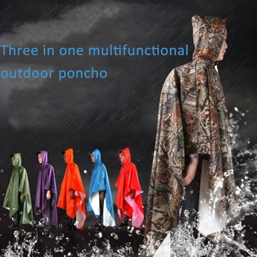 3 In 1 Raincoat Backpack Waterproof Rain Coat With Hood Hiking Cycling Rainwear Poncho Outdoor Camping Tent Mat raincoat