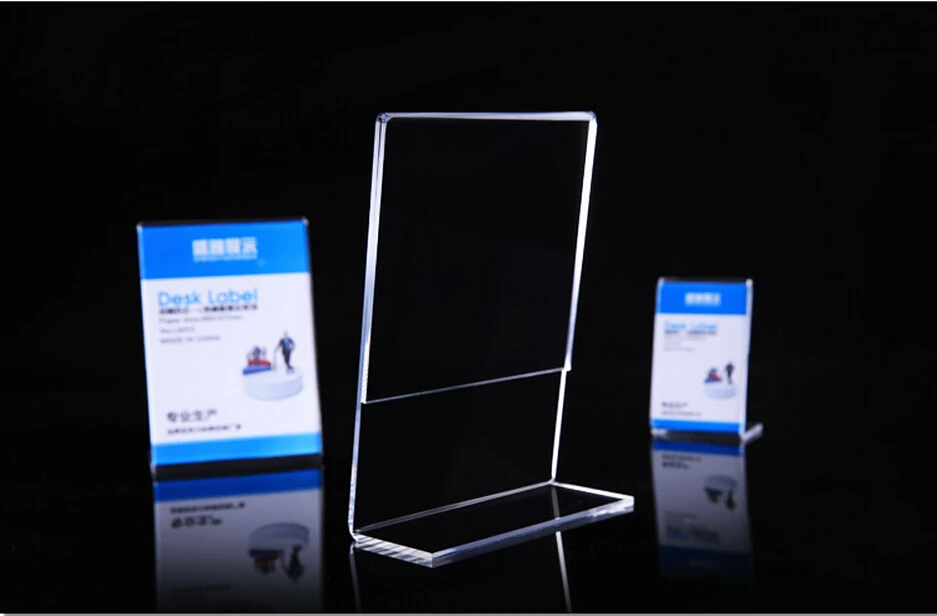 

148x210mm L shape Tag ticket card display stand A5 Acrylic table Paper Name plate Desk display Label Sign Holder Stand 20pcs
