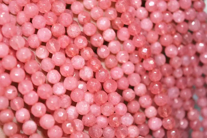 

Hot selling>@@ 4mm Natural Faceted Rhodochrosite s Round Loose Beads 15 #@ -Bride jewelry free shipping
