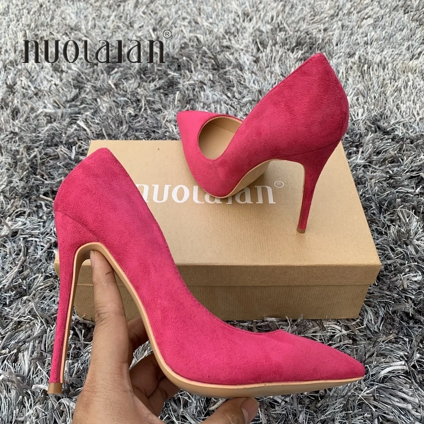 

2019 Brand fashion Women Shoes Suede Leather Woman Shoes Sexy Stilettos High Heels 12cm/10cm/8cm Pointed Toe Women Pumps