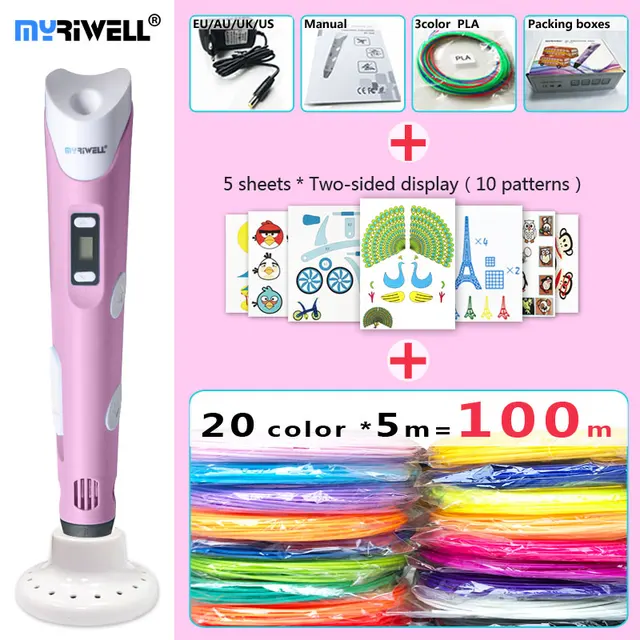 Best Offers myriwell 3d pen 3d pens,LED display,20x5m ABS/PLA Filament,Add special brackets to protect hands3 d  pen-3d magic pen 3d model