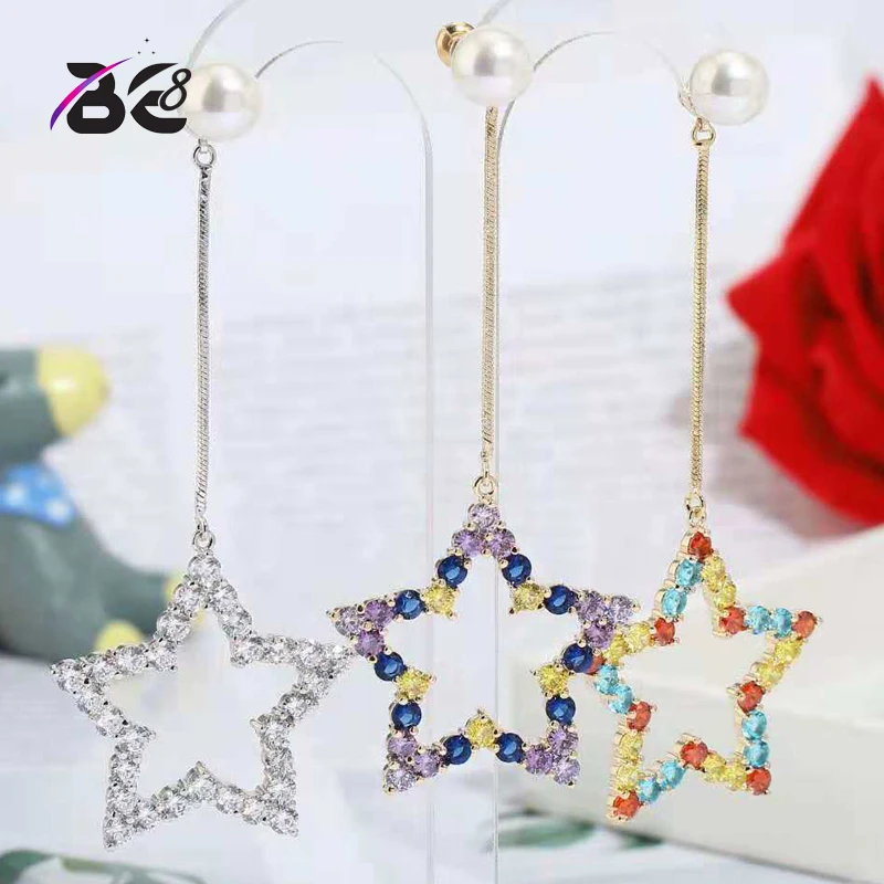 

Be 8 New Arrival AAA CZ Long Tassel Earring Drop Star Design Long Dangle Statement Earrings for Fashion Jewelry E768