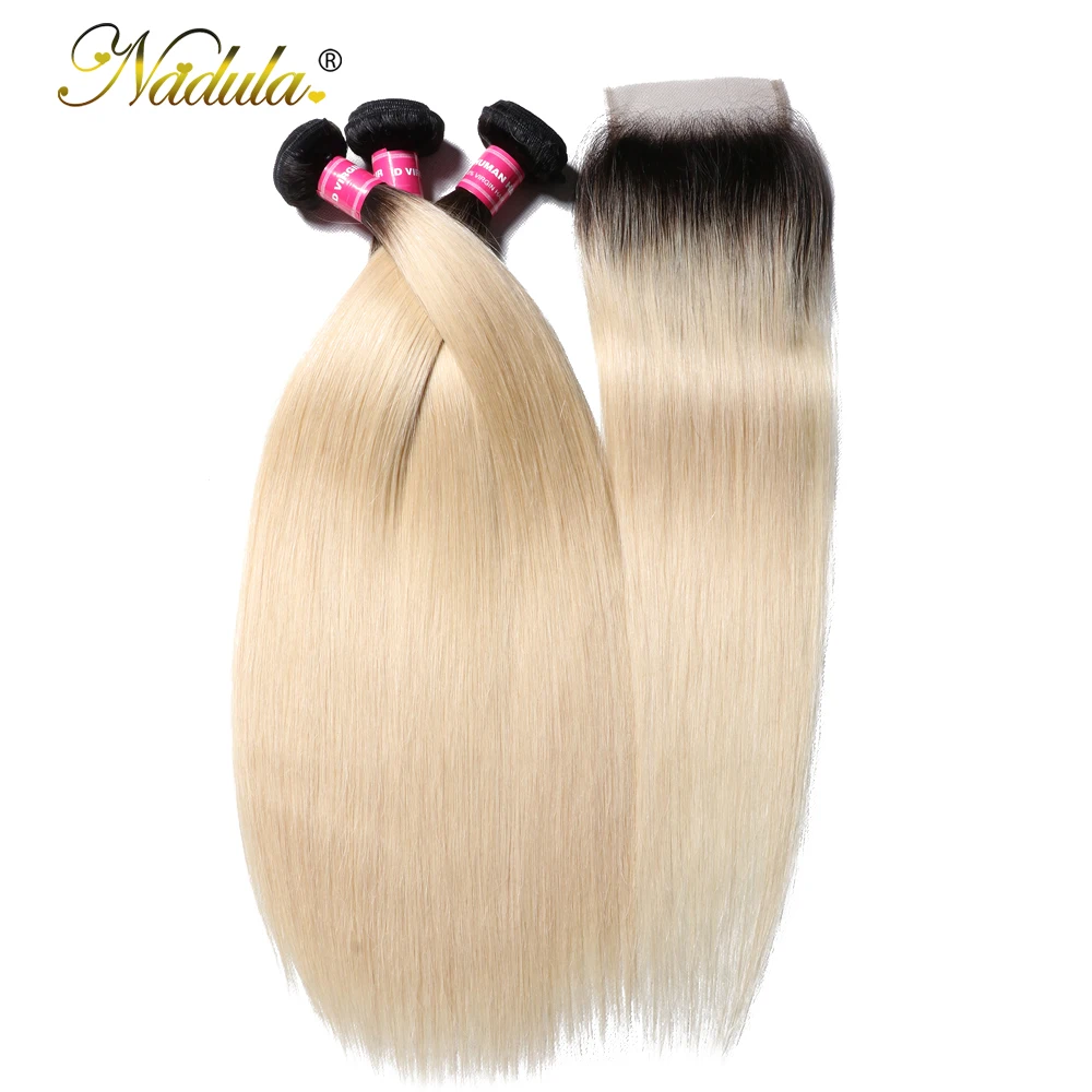 

Nadula Hair Brazilian Straight Hair Bundles With Closure 4*4 Free Part Lace Closure With Bundles 100% Remy Human Hair Weaves