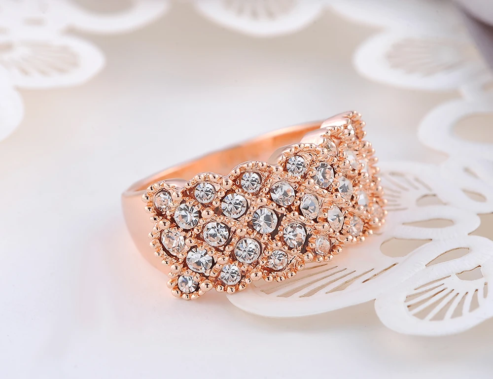 Модный aenine винтажное свадебное кольцо ювелирные изделия Розовое золото Цвет австрийский кристалл кольца на годовщину для женщин и мужчин Anel A2010016315