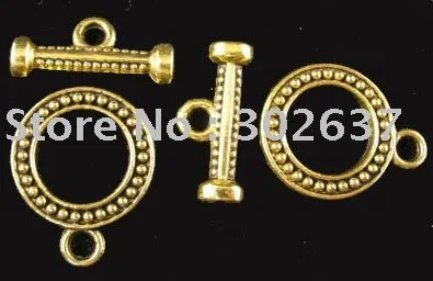 

FREE SHIPPING 60sets Antiqued gold beaded circle toggle clasps A1528G