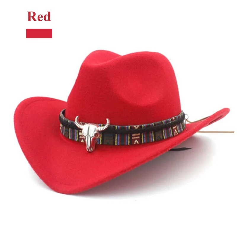 В этническом стиле Стиль западная ковбойская шляпа Для женщин \ из овечьей шерсти джазовая шляпа западная ковбойская шляпа Лидер продаж - Цвет: A