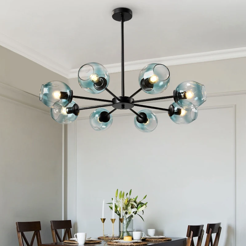 Living Room Blue Glass Chandelier Restaurant Clothing Store Decorative Hanging Lamp Exhibition Hall Modern led Chandelier Lights Living Room Blue Glass Chandelier Restaurant Clothing Store Decorative Hanging Lamp Exhibition Hall Modern led Chandelier Lights