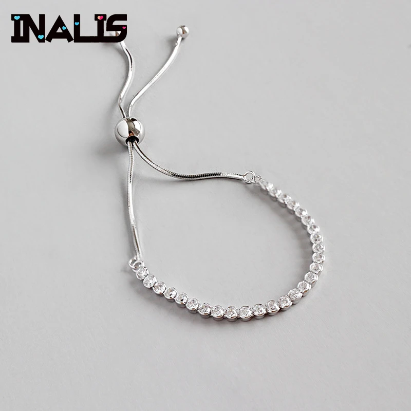 

INALIS Charming Snake Chain S925 Silver Clear CZ Crystal Cute Bracelet for Women Party Wedding Jewelry Armbanden Voor Vrouwen