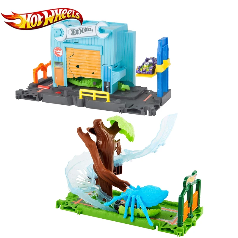 

Original Hot Wheels City Nemesis Attack Beast Scene Set Crocodile Series Garage Metal Car Gator Toy Car Track Building FNB06