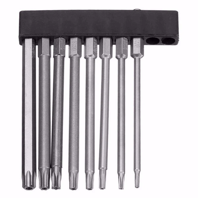 8Pcs/Set T8-T40 100mm Magnetic Torx Screwdriver Bits 1/4