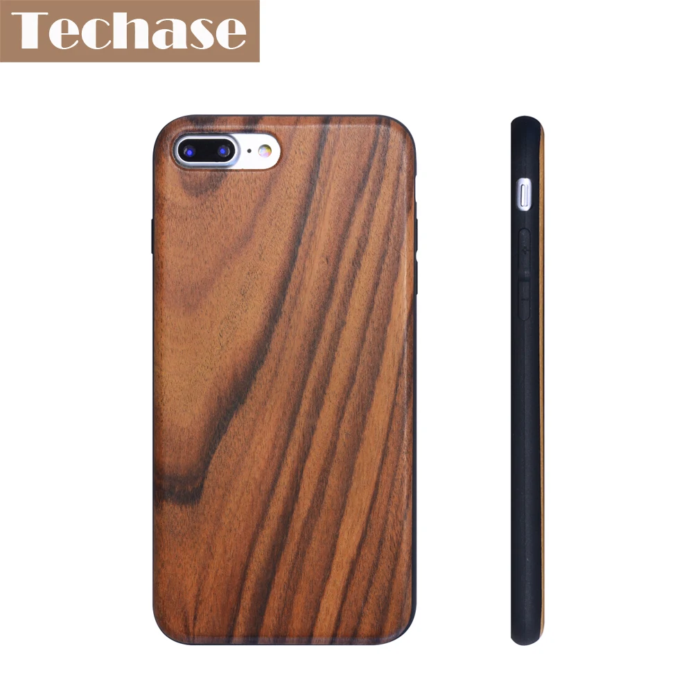 Techase ультра тонкие деревянные чехлы для телефонов iPhone 7 plus чехол TPU + дерево IMD