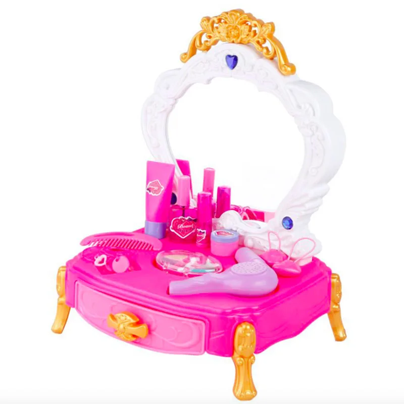 

22 Pcs Kids Cosmetics Dollhouse Furniture Accessoires Girl's Makeup Set Hairdressing Table Set Dresser Make Child