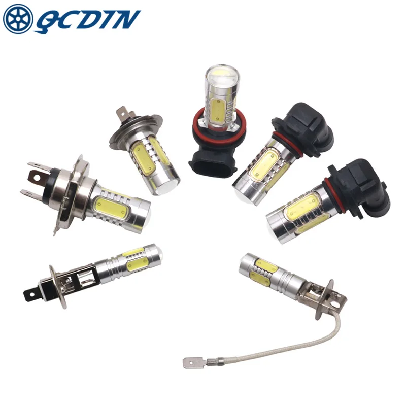 

QCDIN 2Pcs 7.5W H1/H3/H4/H7/H8/9005/9006 LED Headlight Bulbs Automobile Headlamp Fog Lamp Universal Car Parts High Brightness