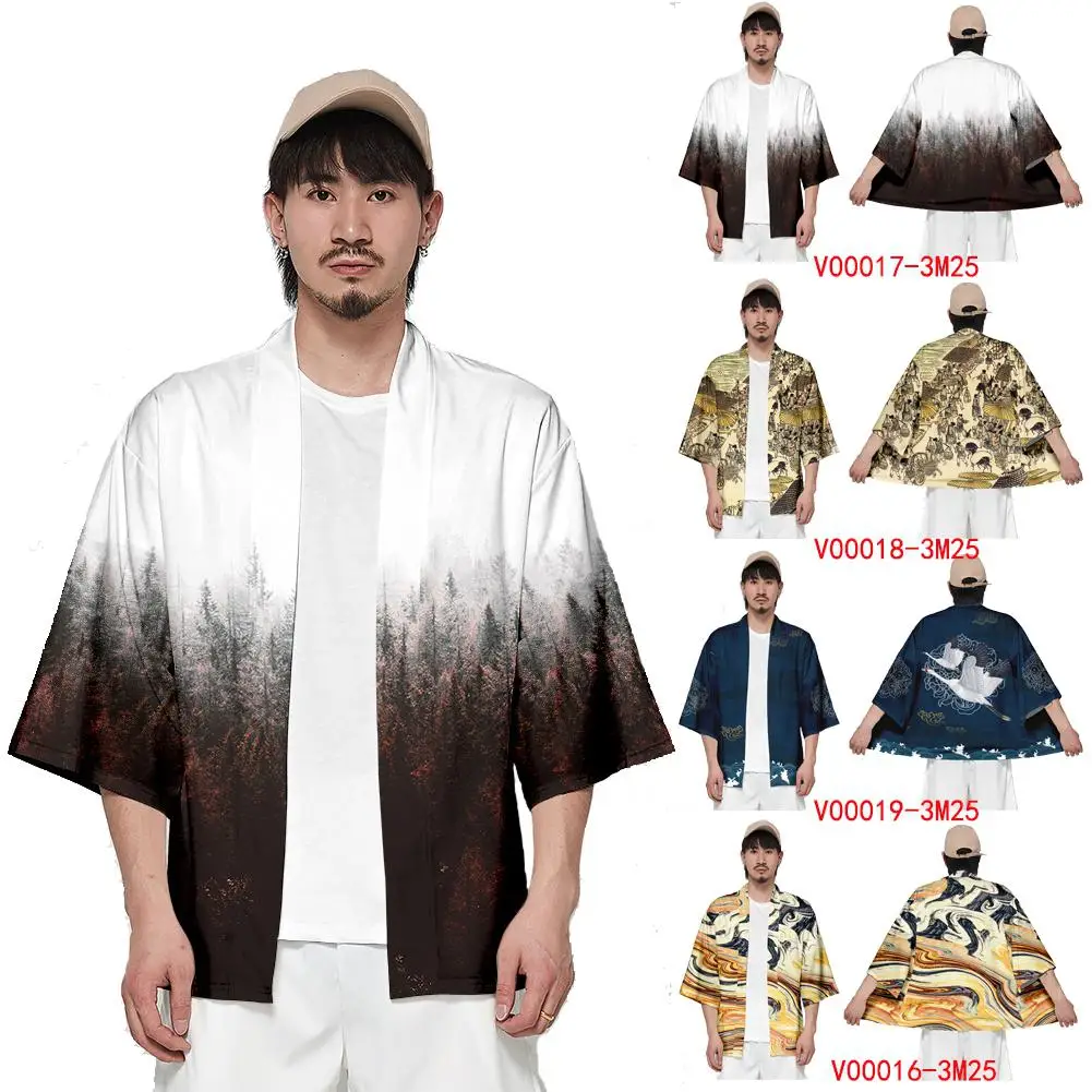 

HobbyLane Unisex Fashion Thin Sunscreen Robe Half Sleeve Loose Large Size Kimono Clothes