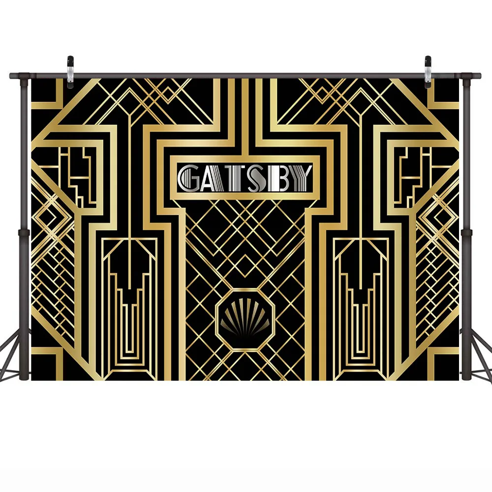 Mehofoto Great Gastby Photography Backdrop 1920s Black and Gold Background Retro Gatsby Birthday Backdrop for Children Party