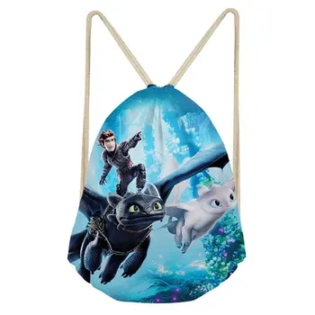 

THIKIN How to Train Your Dragon Prints Woman Girl Drawstring Bag Polyester Fashion School Shoulder Bag Travel Teenagers Mochila