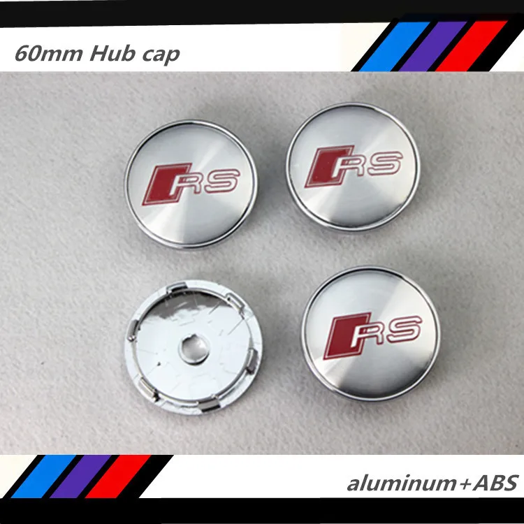 4pcs 60mm S LINE RS wheel sticker center hub cap cover emblem car