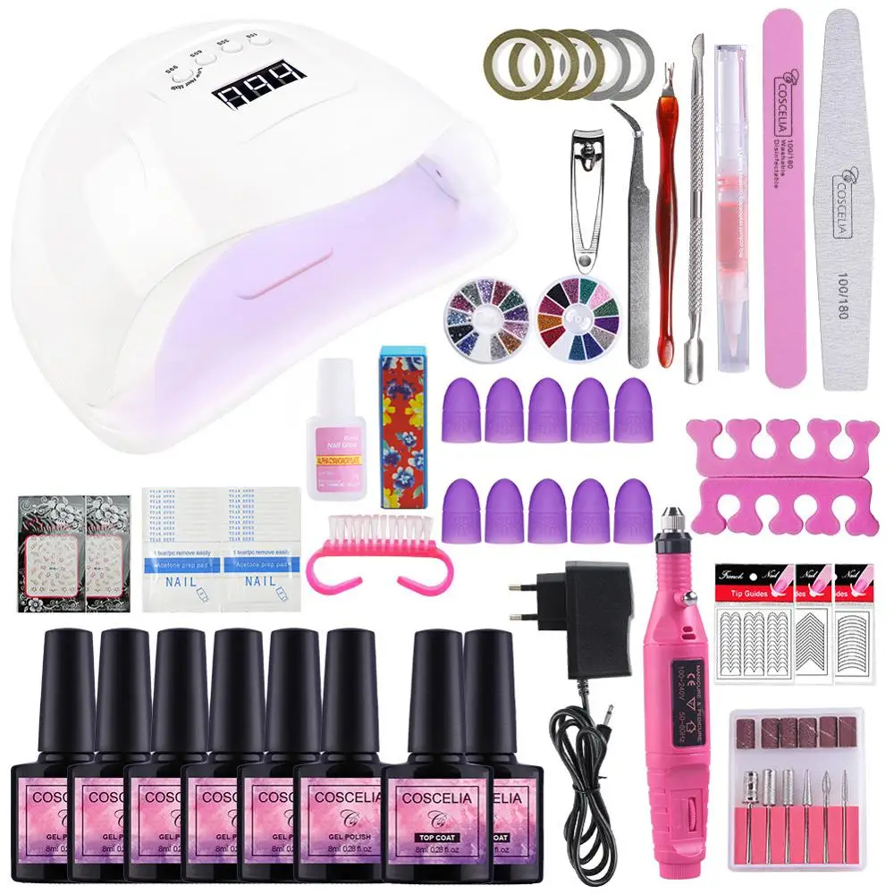 

COSCELIA UV LED Lamp Dryer Gel Nail Polish Kit Soak Off Manicure Set Nail Kit Polish For Art Tools Nail Sets
