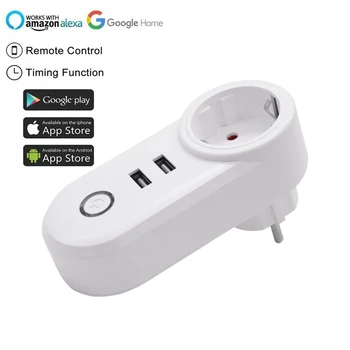 

Ewelink Wifi Power Socket 2 USB Switch Wireless APP Remote Socket Outlet Timing Switch for Smart Home Work with Alexa