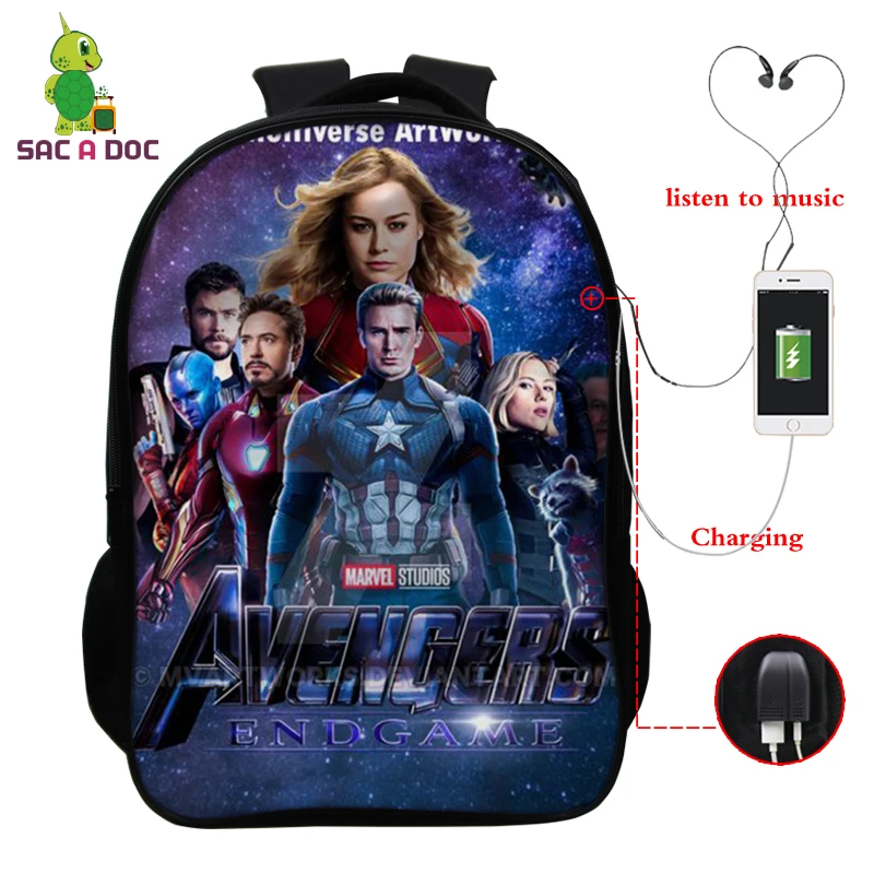 

The Avengers 16 Inch Prints School Bags Girls Boys Children Backpacks Kids Student Backpack Travel Bagpack Plecak Szkolny Gift