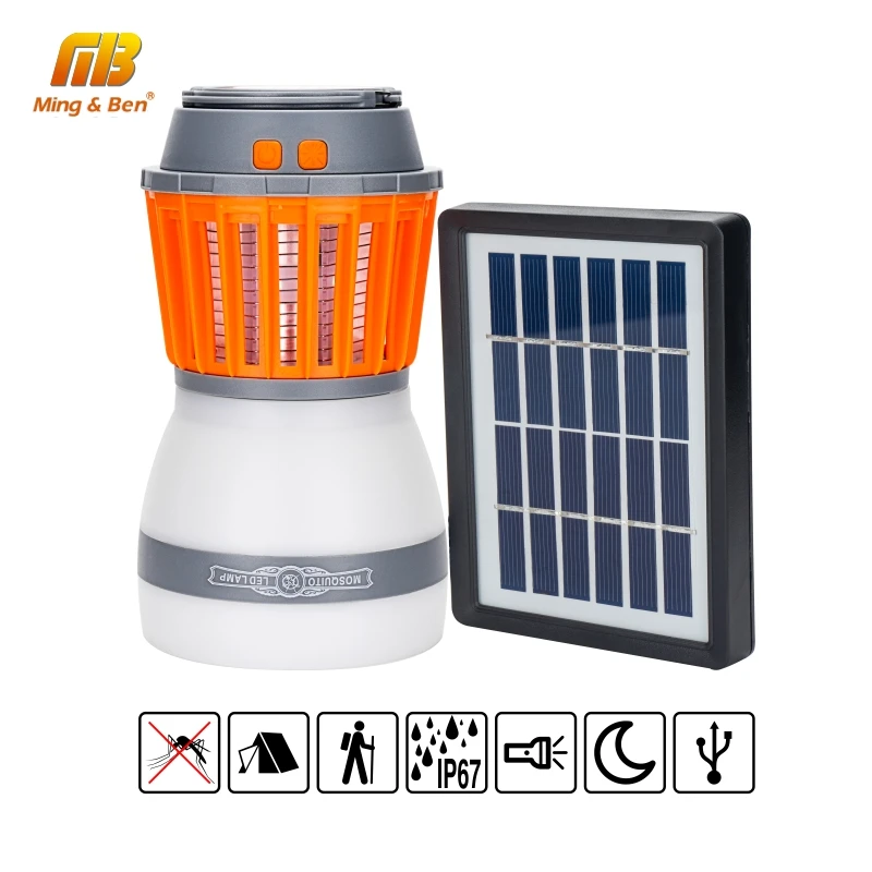 

LED Solar Mosquito Killer Lamp USB Charging LED UV Light Pest Insect Electronic Repellent Portable LED Camping Light For Outdoor