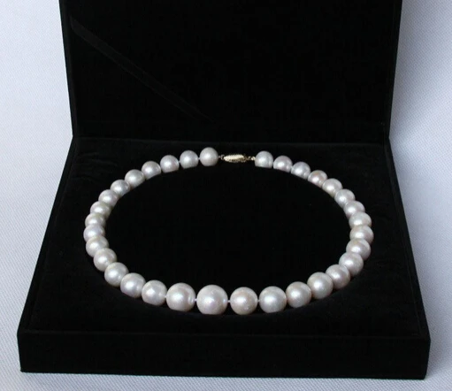 

huij 001563 AAA Genuine natural 17" 15mm round white pearls necklace 14K gold clasp