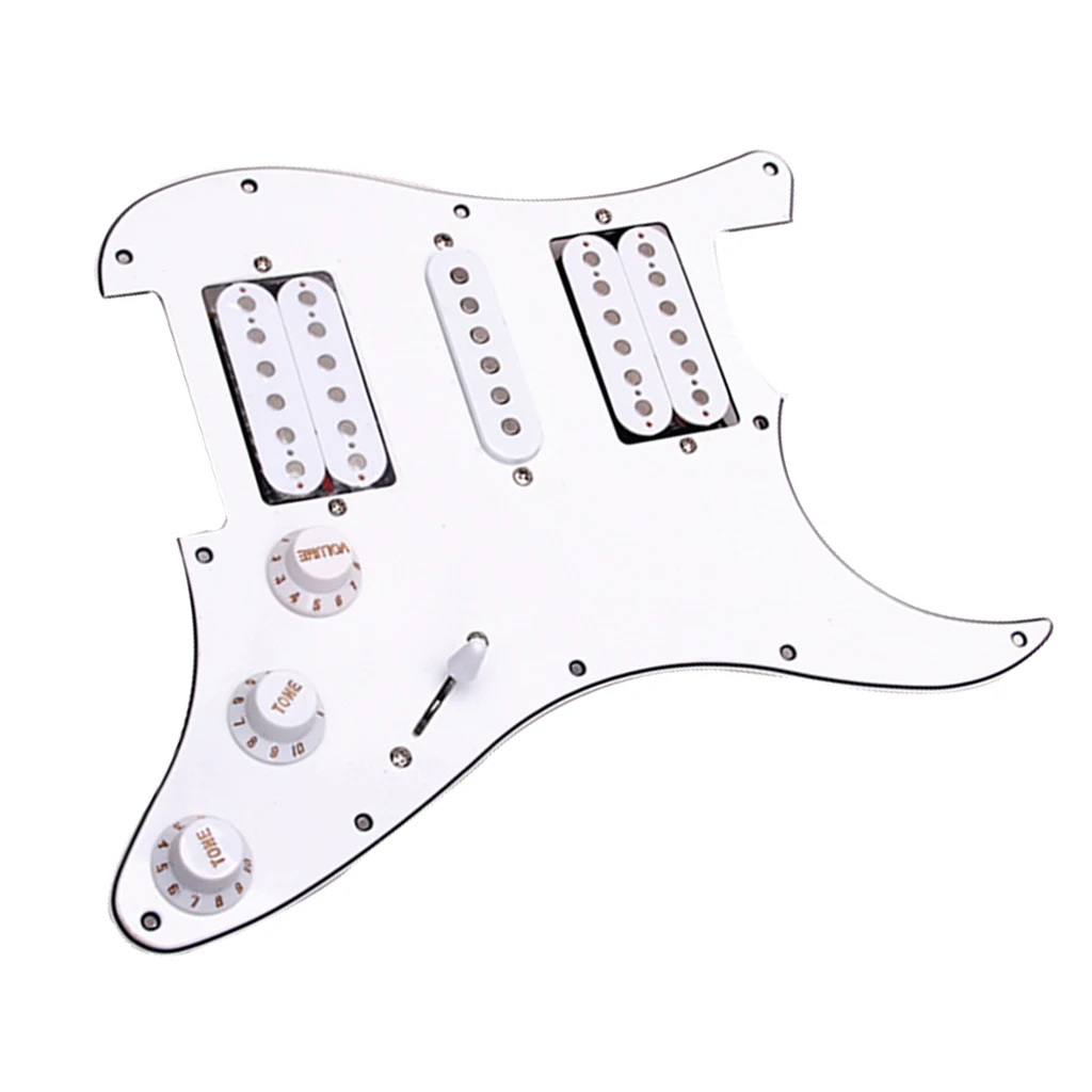 White Loaded Pickguard 3Ply 11Hole HSH Humbuckers Pickup For Fender Stratocaster