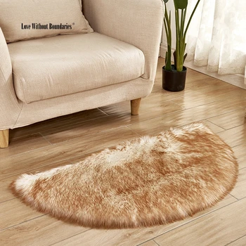 

Luxurious faux wool semi-circular rug Prominent noble temperament Aristocratic washable High imitation wool quality exceeds wool