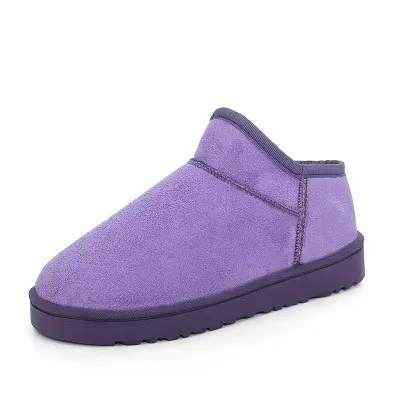 Женские зимние ботинки; коллекция года; модная зимняя женская обувь; женские ботильоны больших размеров; хлопковые ботиночки из искусственной кожи на плоской подошве; Botas feminina - Цвет: purple  003