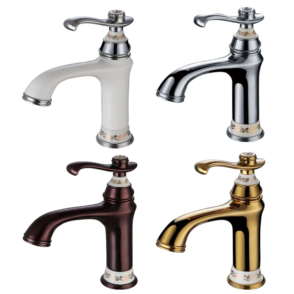 

Free shipping Gold finish Single hole bathroom basin lavatory sink faucet Mixer tap NEW design