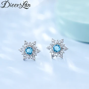 

DIEERLAN Fashion 925 Sterling Silver Zirconia Snow Earrings For Women Wedding Jewelry Ladies S925 Earring Brincos Pendientes