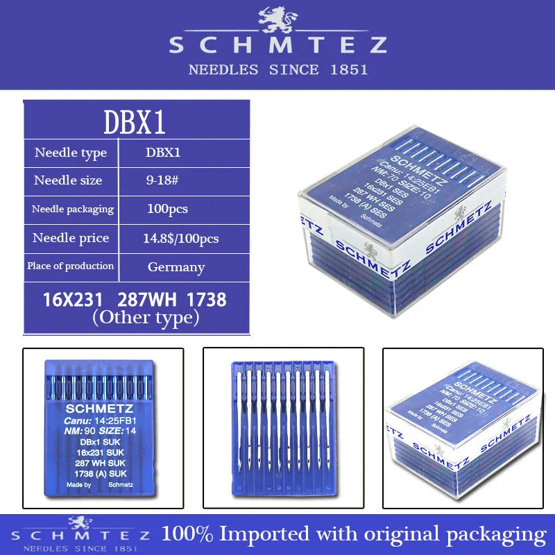 

SCHMETZ lockstitch sewing machine needle DBX1 DB1 DB*1 9#-18#