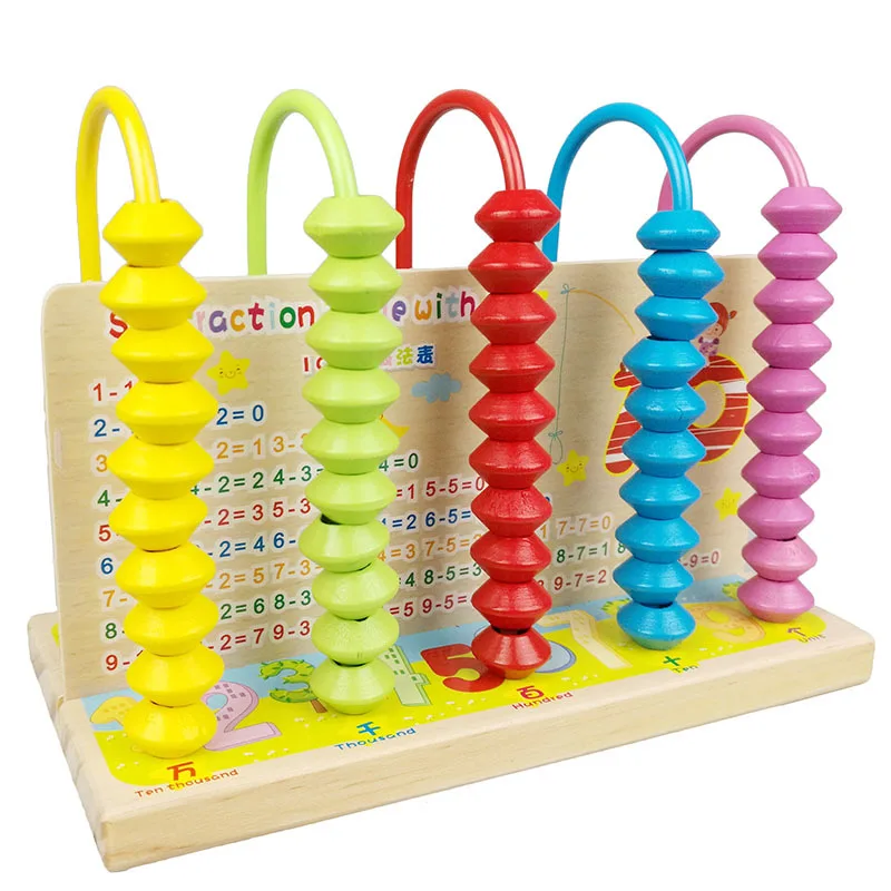 Montessori Wood Abacus Bead Counting Frame Calculation Arithmetical