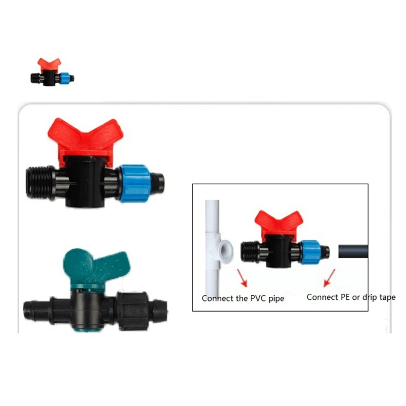 Plants Irrigation Kits Drip Irrigation 5pcs 16-Kinds Drip Irrigation Tape Ball Valves 1/2" Thread 16mm 20mm 25mm Barbed Connectors Trickle Irrigation Water Pipe Valve