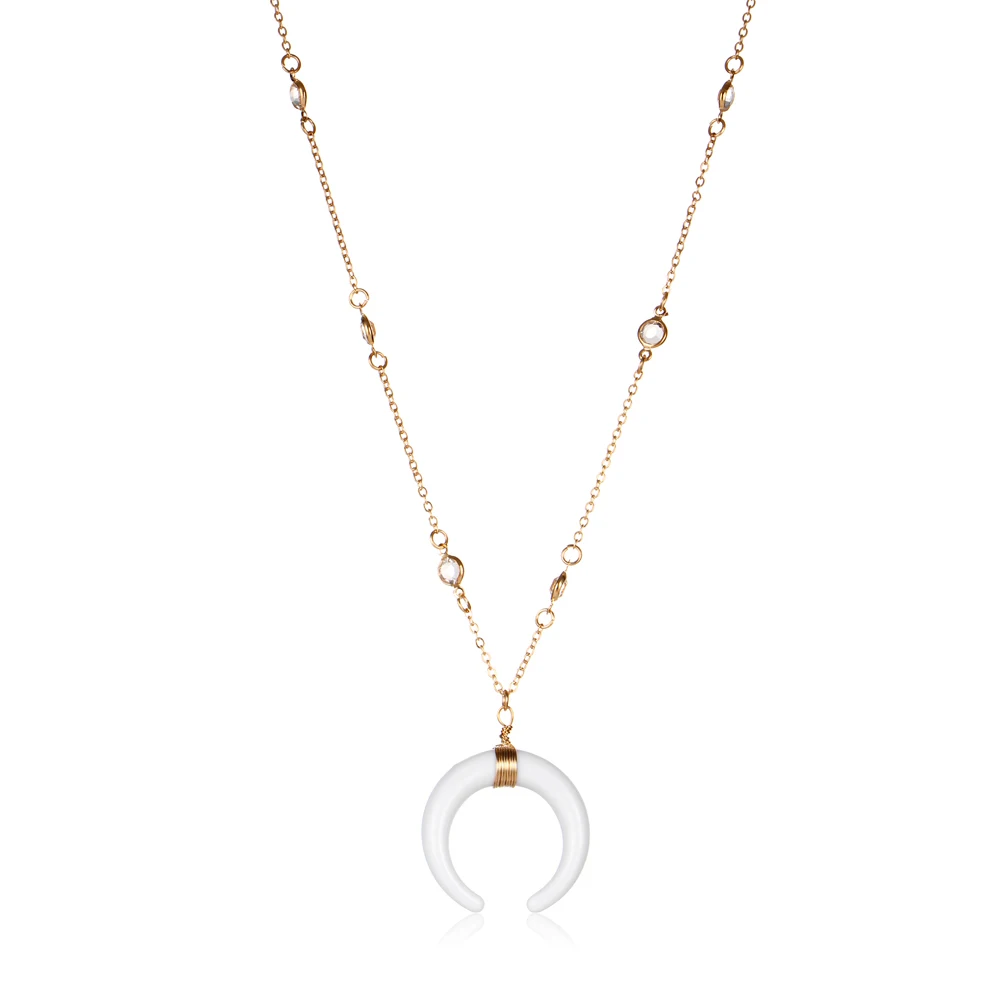 IF-ME-Fashion-White-Horn-Pendant-Necklaces-for-Women-Gift-Gold-And-Silver-Color-Long-Bead (1)
