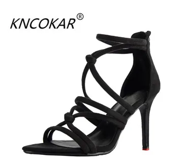 

2016 summer high-heeled sandals female genuine leather women's shoes thin heels open toe high-heeled shoes women's