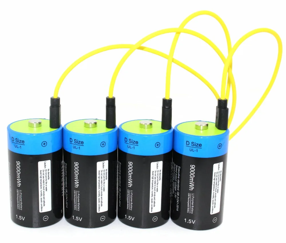 4pcs 1.5v Lithium li polymer 9000mWh D size rechargeable battery D type
