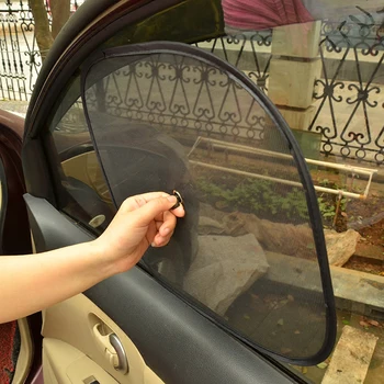 

2Pcs 44*36cm Car Curtains For Front Side and Rear Window UV Protection Mesh Sun Shade Auto Styling Sucker Sunshade Blocker Black