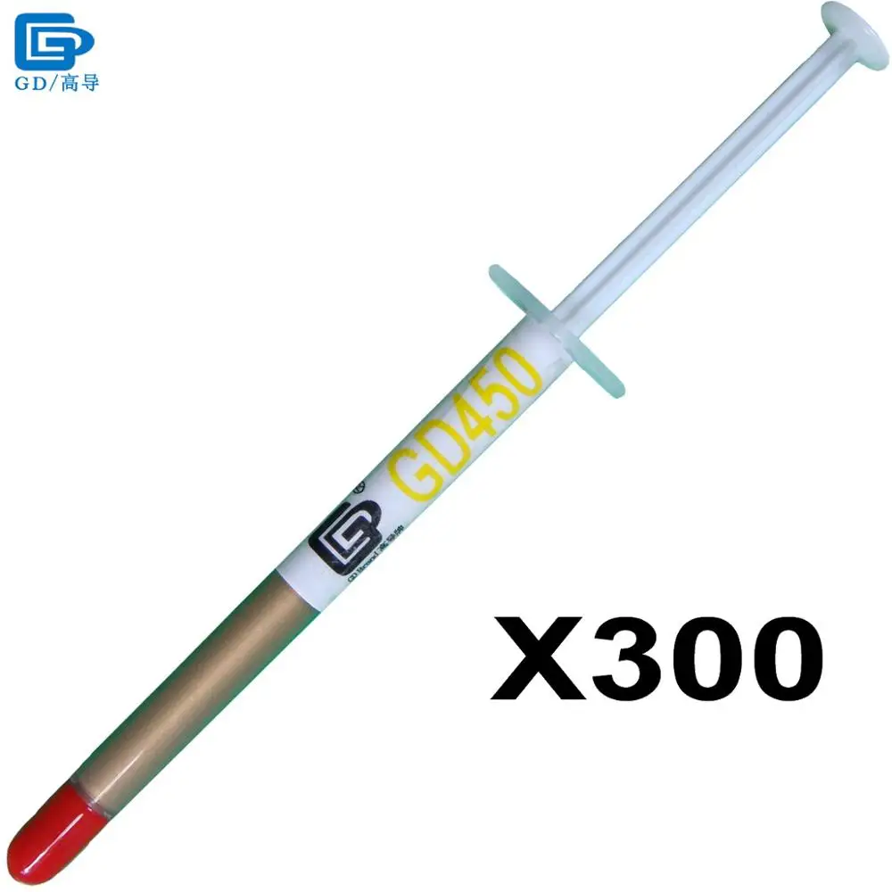 

GD Brand Thermal Conductive Grease Paste Silicone Plaster GD450 Heat Sink Compound 300 Pieces Net Weight 1 Gram Golden Cold SY1