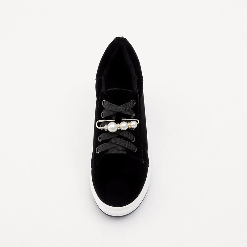 Jusqu'à Bout Rond Perle Casual Fille Appartements Dentelle Mode Jk Semelle Noir Plate La Femmes Plat forme Chaussures Broderie Ascenseur 2018 Printemps wvOUq1