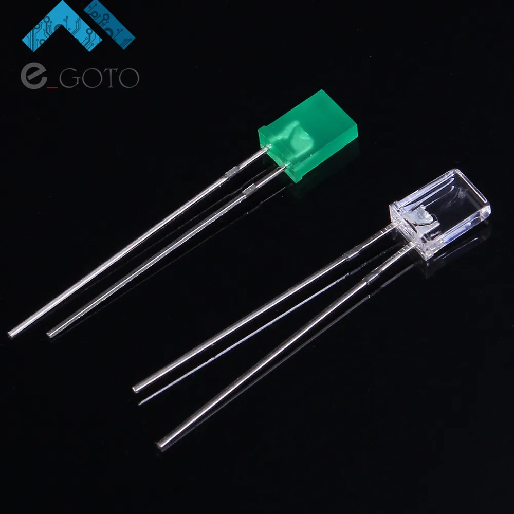 100pcs 2 color 2x5x7mm rectangle red green led light light emitting diode physics