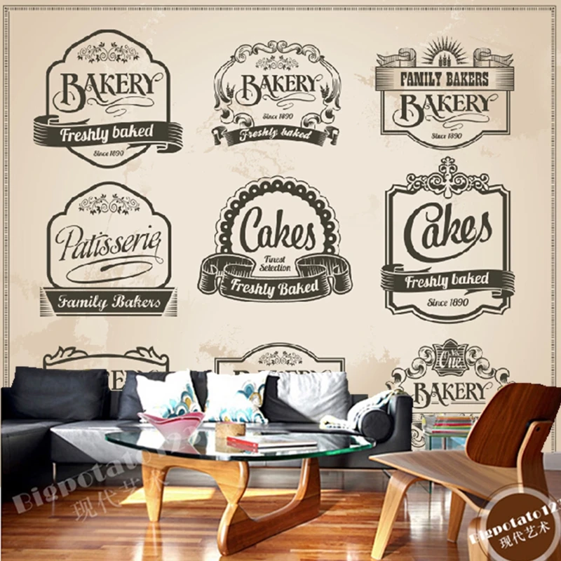 Custom 3d Retro Wallpaper Coffee Wine Restaurant Icon For The