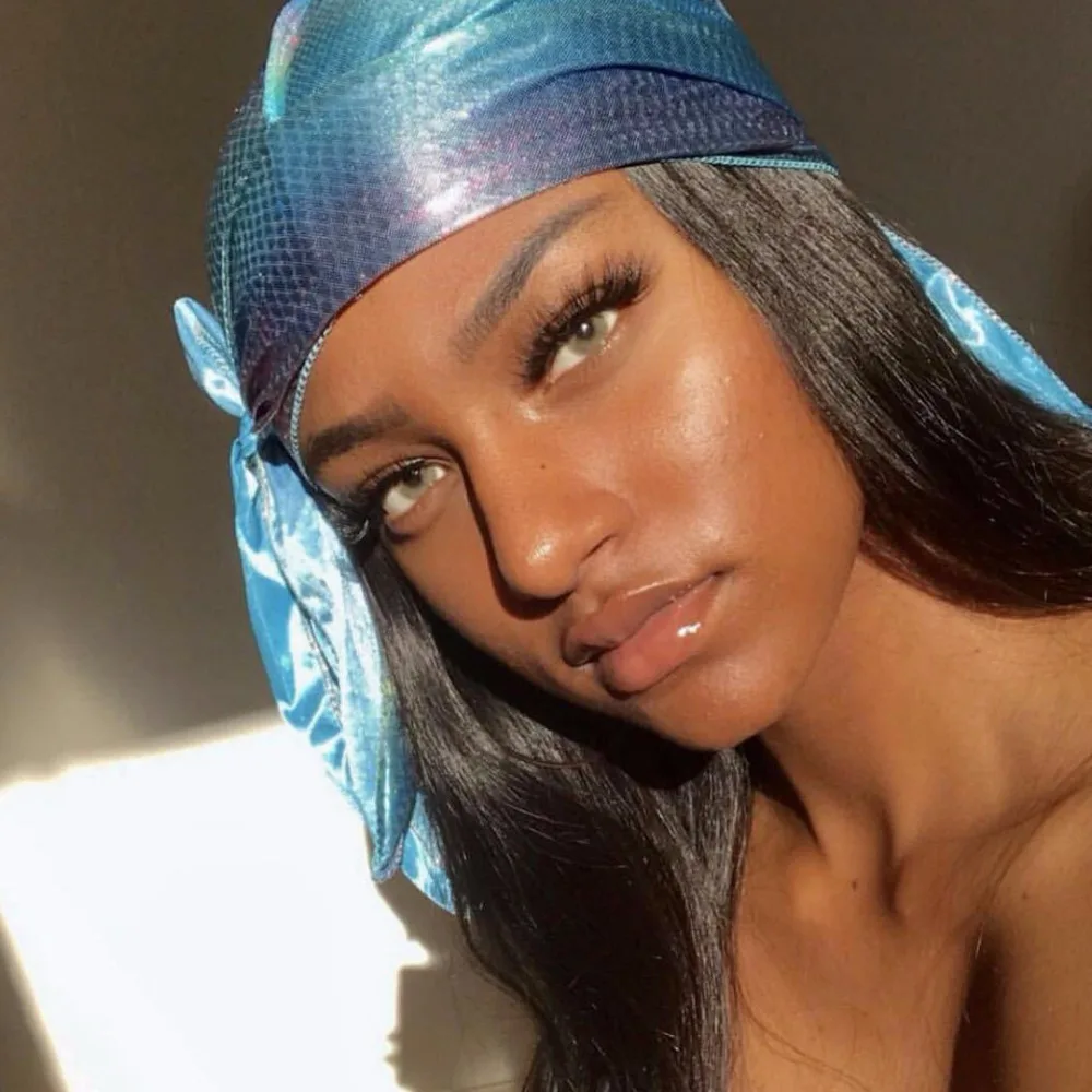 

New Laser Head Beanie for Women Pirate Hat Imitation Silk Hip Hop Caps Hat Men Break Dance Caps