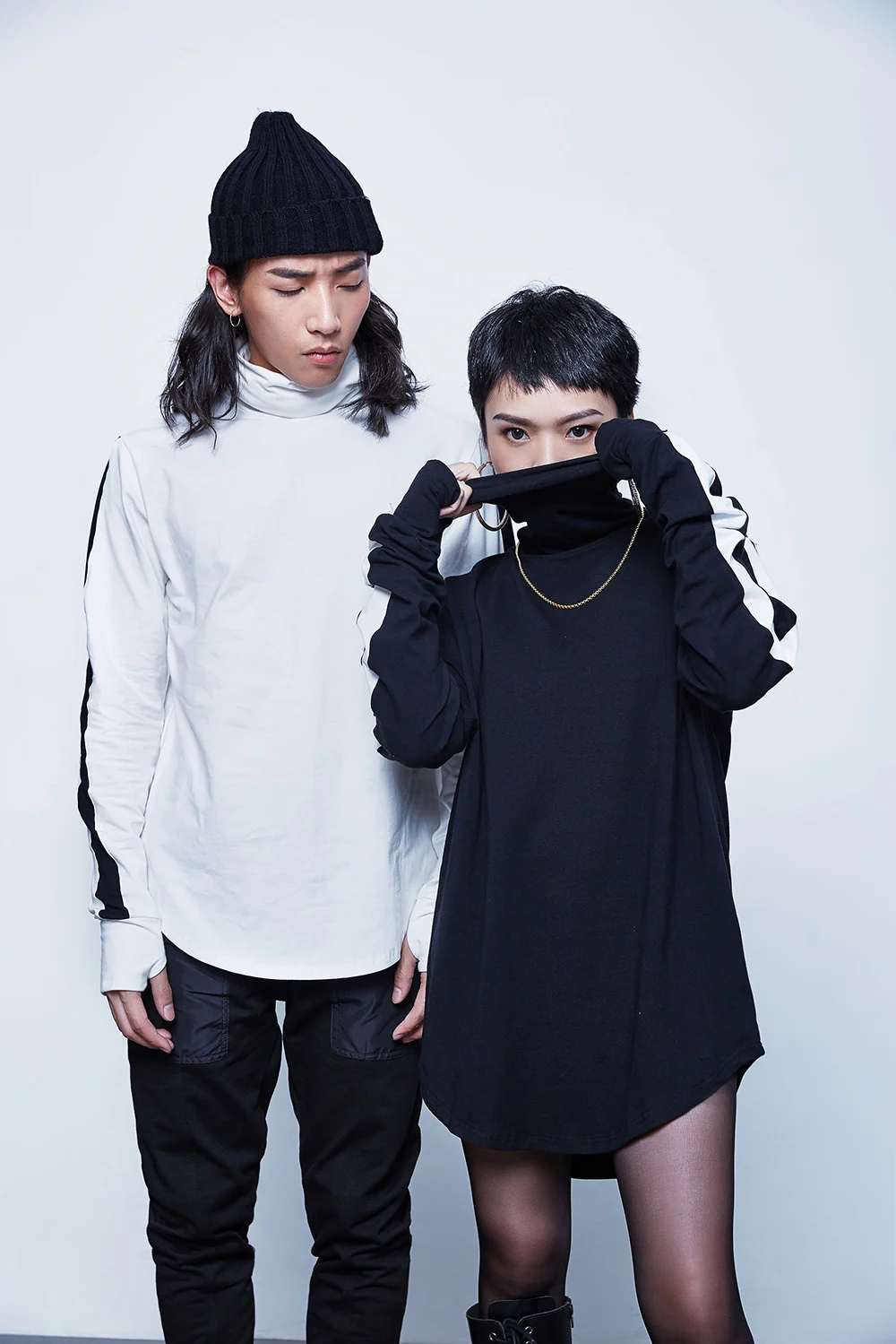 Водолазка маска для лица в полоску в стиле хип-хоп толстовка с закругленным краем и длинными рукавами уличная черная белая рубашка для мужчин и женщин унисекс