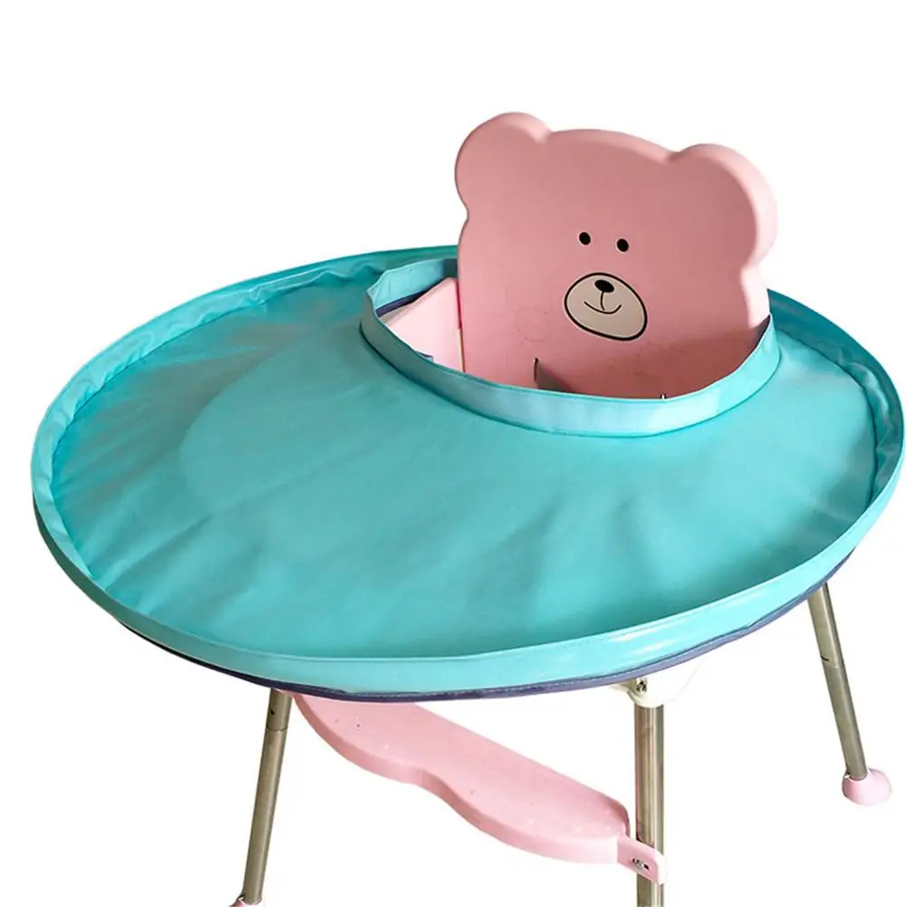 Solid Color Foldable Kids Dining Chair Cover Portable Eating Mats Dining Chair Tray Anti-food Drop Folding Baby Dining Tray - Цвет: Blue