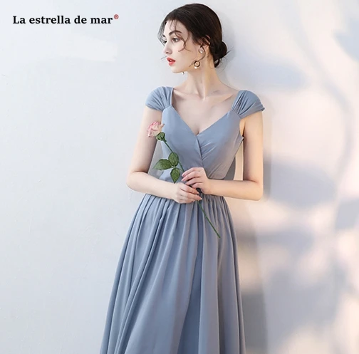 La estrellcheap vestido madrinha 2019 шифон линия 4 стиль серый Румяна Розовый платье подружки невесты длинные плюс размеры Свадебная вечеринка