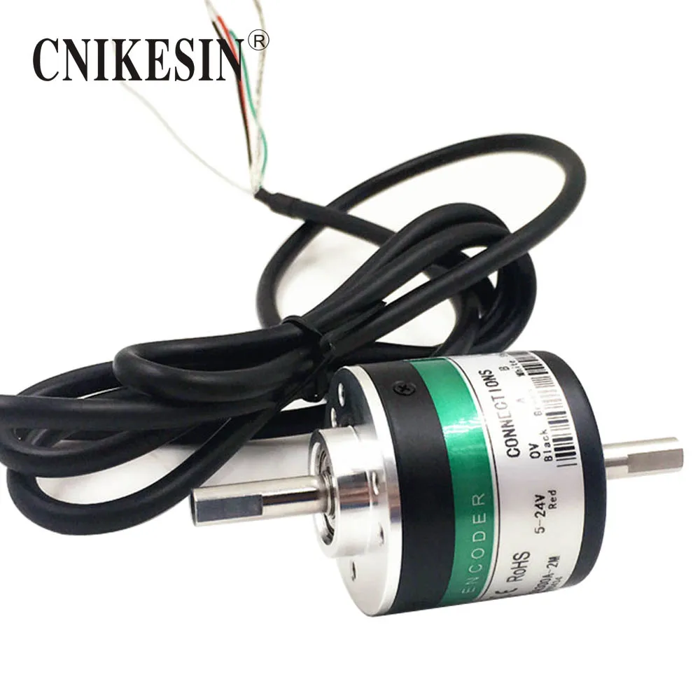 

CNIKESIN New Outer Diameter 38mm 6mm Through Hole Solid Double Out Shaft Encoder Incremental Photoelectric Double Wheel Meter