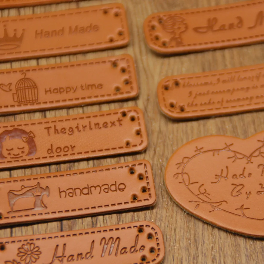 Wholesale handmade leather labels for clothing DIY tags for shoes hand
