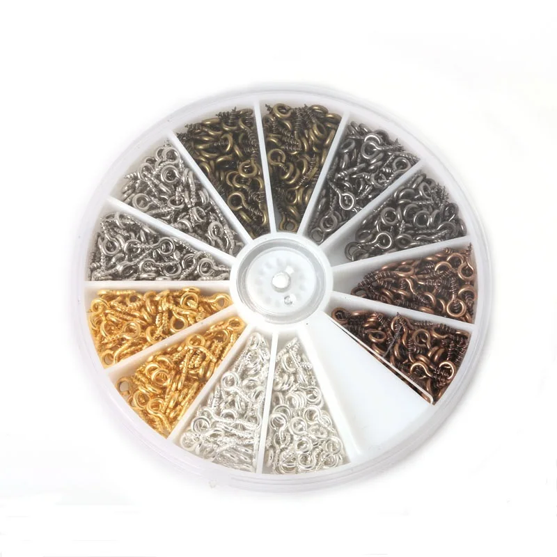 

Fashion Design Mixed 1 Box (600pcs/lot 4*8mm) Iron Screw Eye Pin Bail Peg For Half-drilled Beads jewelry findings DIY