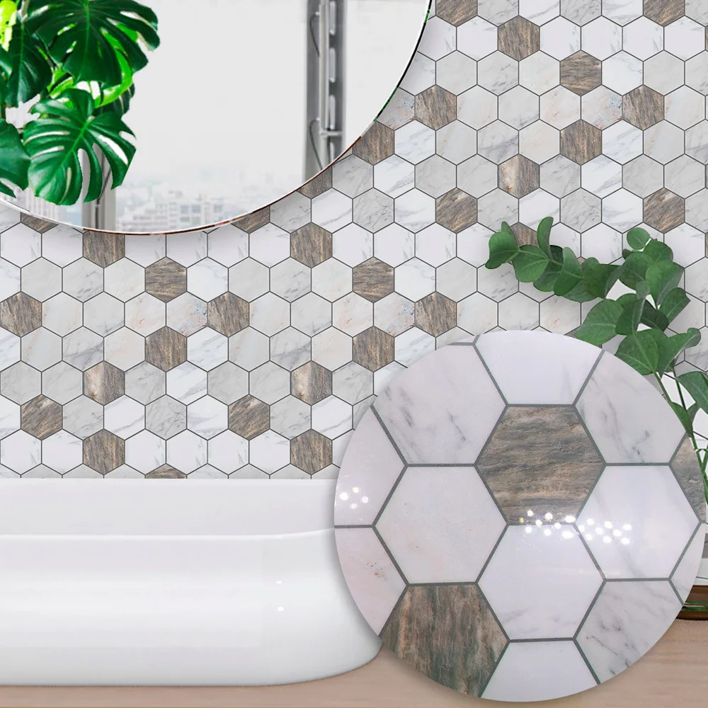 

Arts Originality Home Furnishing room Decoration maison Brown White Marble Texture Tile Paste Stickers Ts028 wall decor